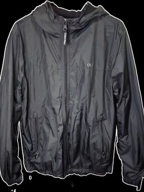 Calvin Klein Men's Black Hooded Windbreaker Jacket